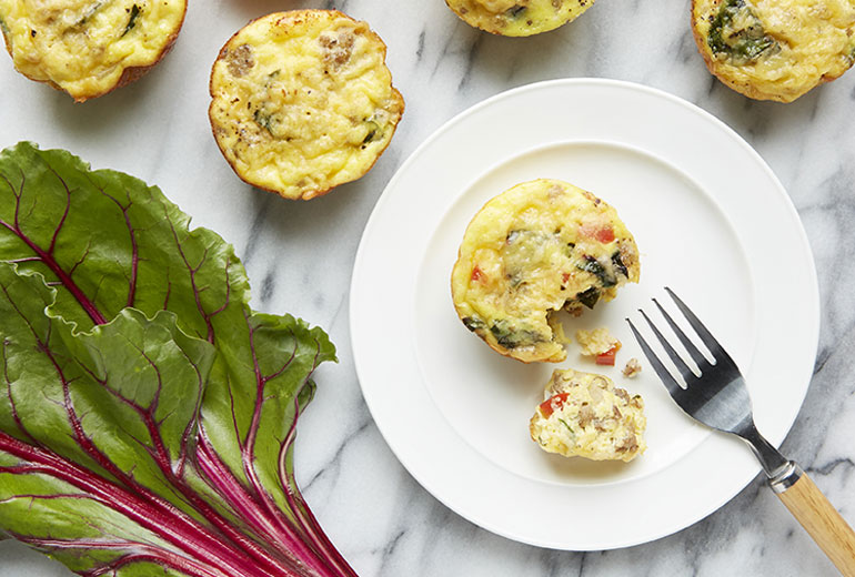 a plate of muffin frittatas